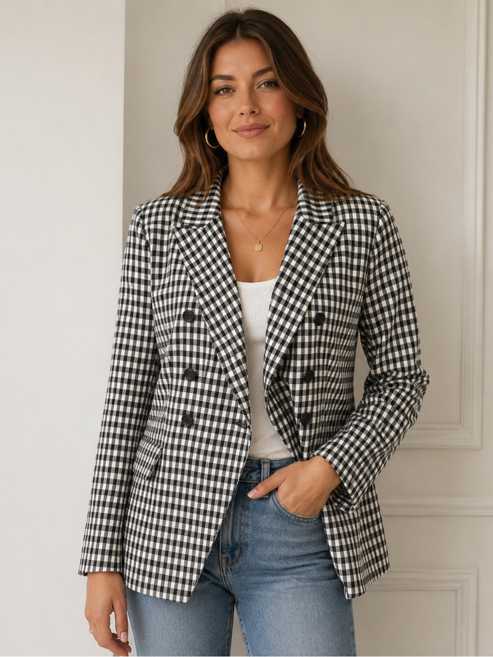 Maison D’ Amelie Paris checked plaid‎ blazer XL